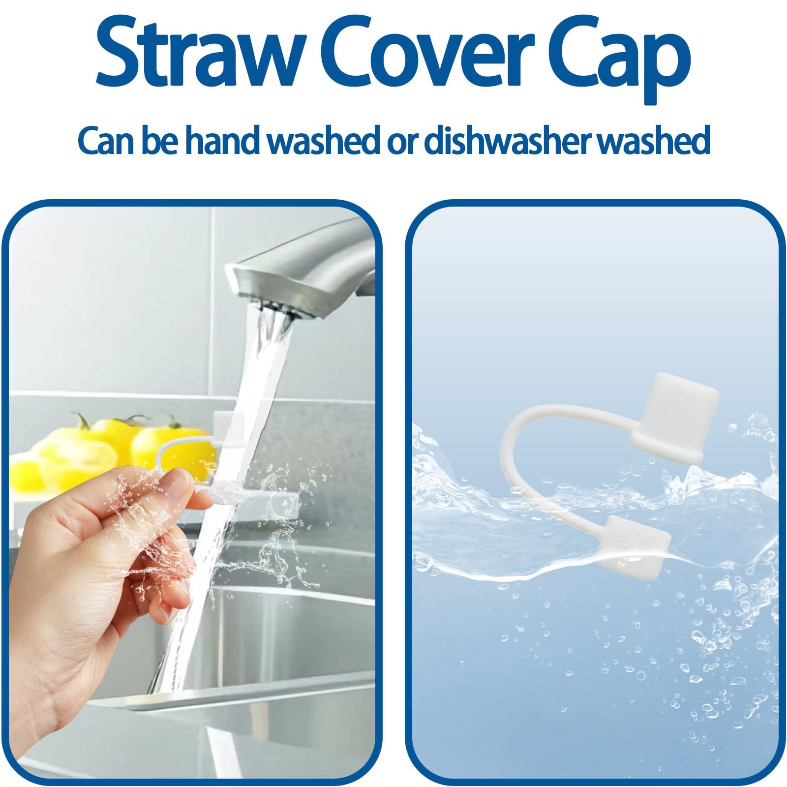 CEDIDJAC 6PCS Silicone Straw Covers Cap Compatible with 3.5*3*0.5, White
