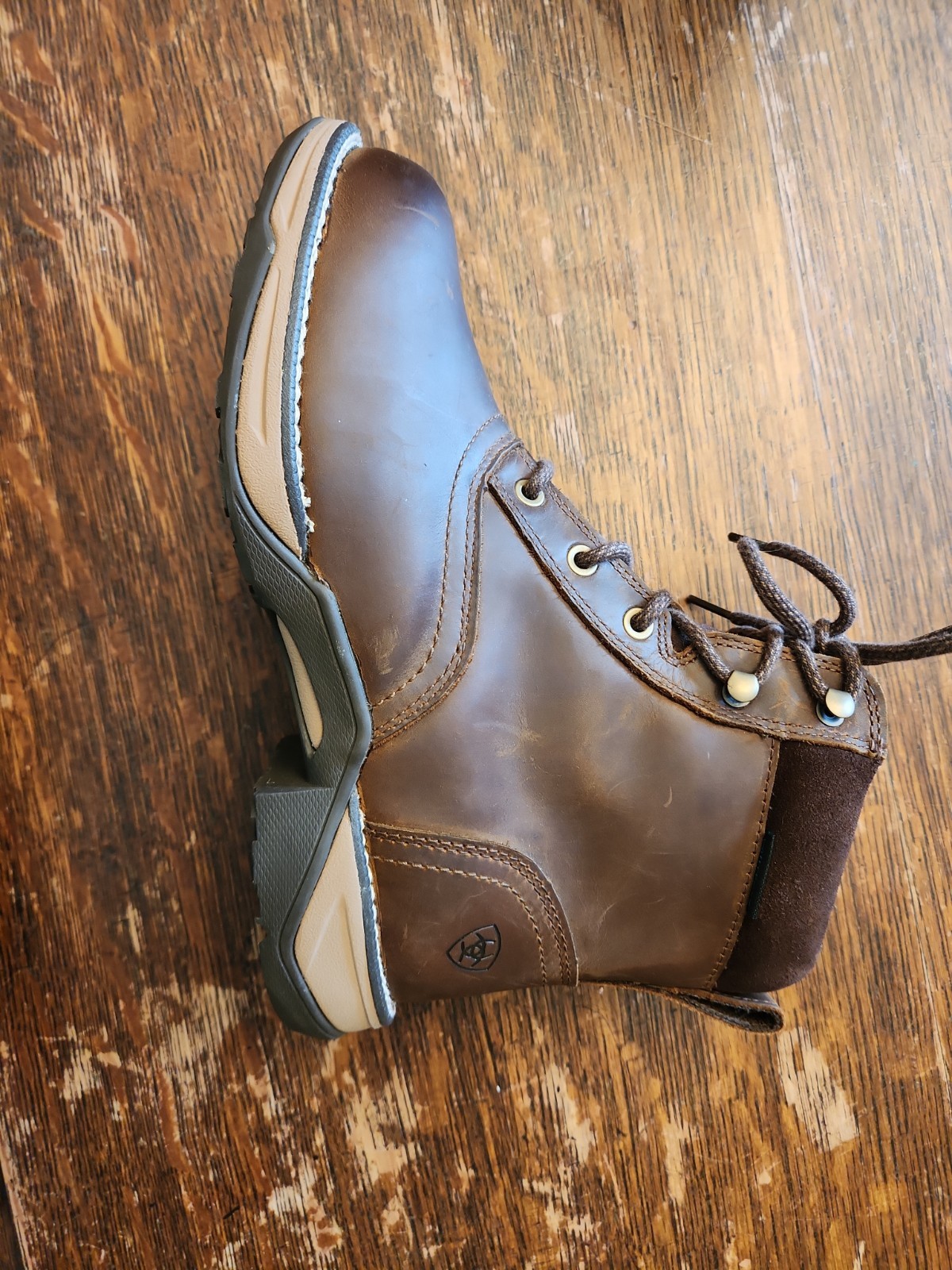 NWNT Ariat Anthem Round Toe Lacer Waterproof Boot Woman 10035822 BROWN 7B.