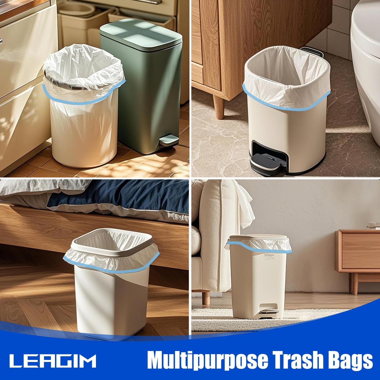 Small Trash Bags 2 Gallon, 360 Count -1.2 Mil Drawstring Mini Garbage Bags, W…