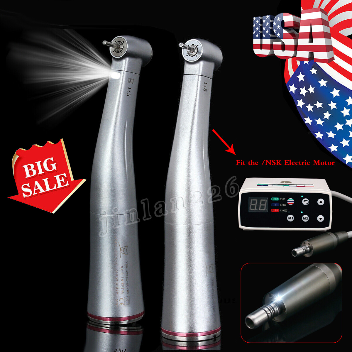 Yabangbang Dental High Speed Handpiece /1:5 Increasing Electric Contra Angle USA