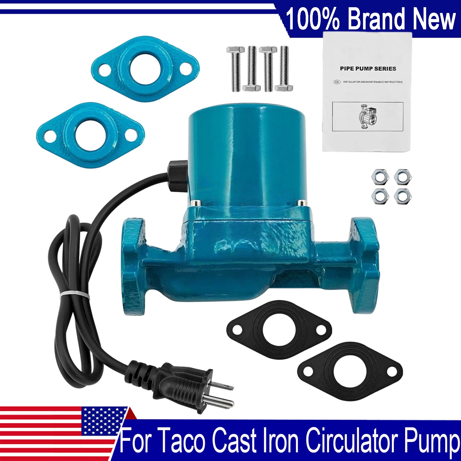 New For Taco 0014-F1 Cast Iron Circulator Pump 1/8HP 115V 3250RPM 125PSI 0-32GPM