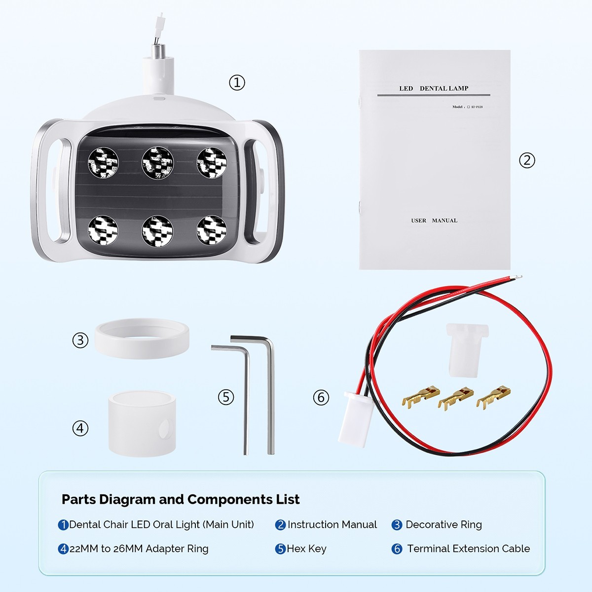 9W Dental 6 LED Lamp Oral Light Lamp For Unit Chair 8-level adjustable Ra90