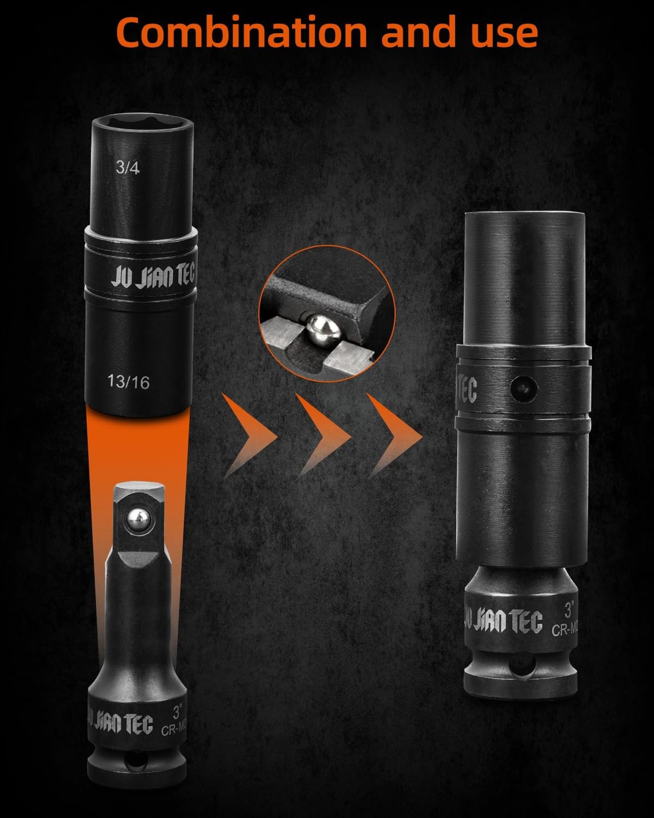 Lug Nut Impact Socket Set, Impact Driver Flip Socket, Five Sockets with 1/4-I…