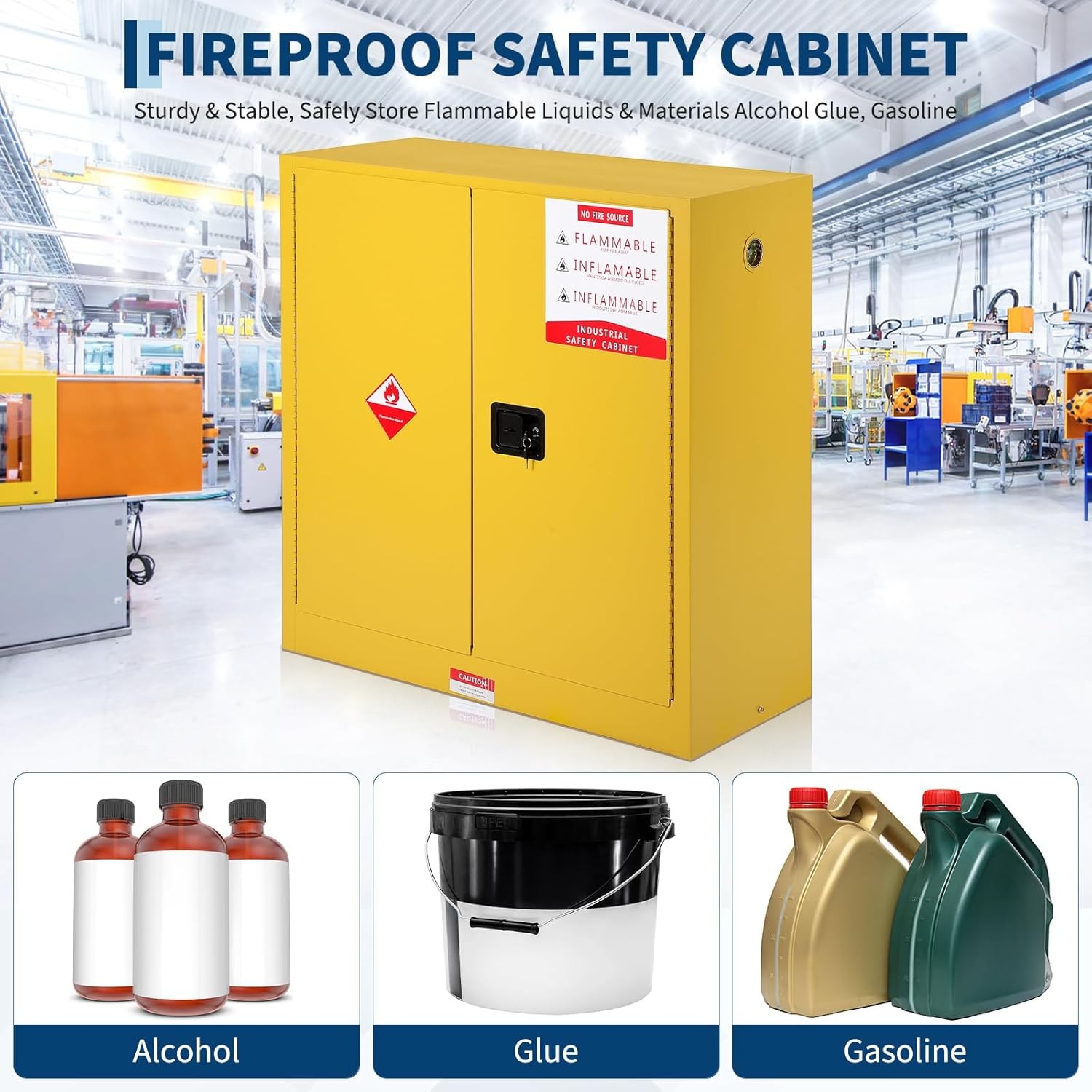 Hazardous Storage Flammable Cabinet Fire Resistant Safety For Flammable Liquid