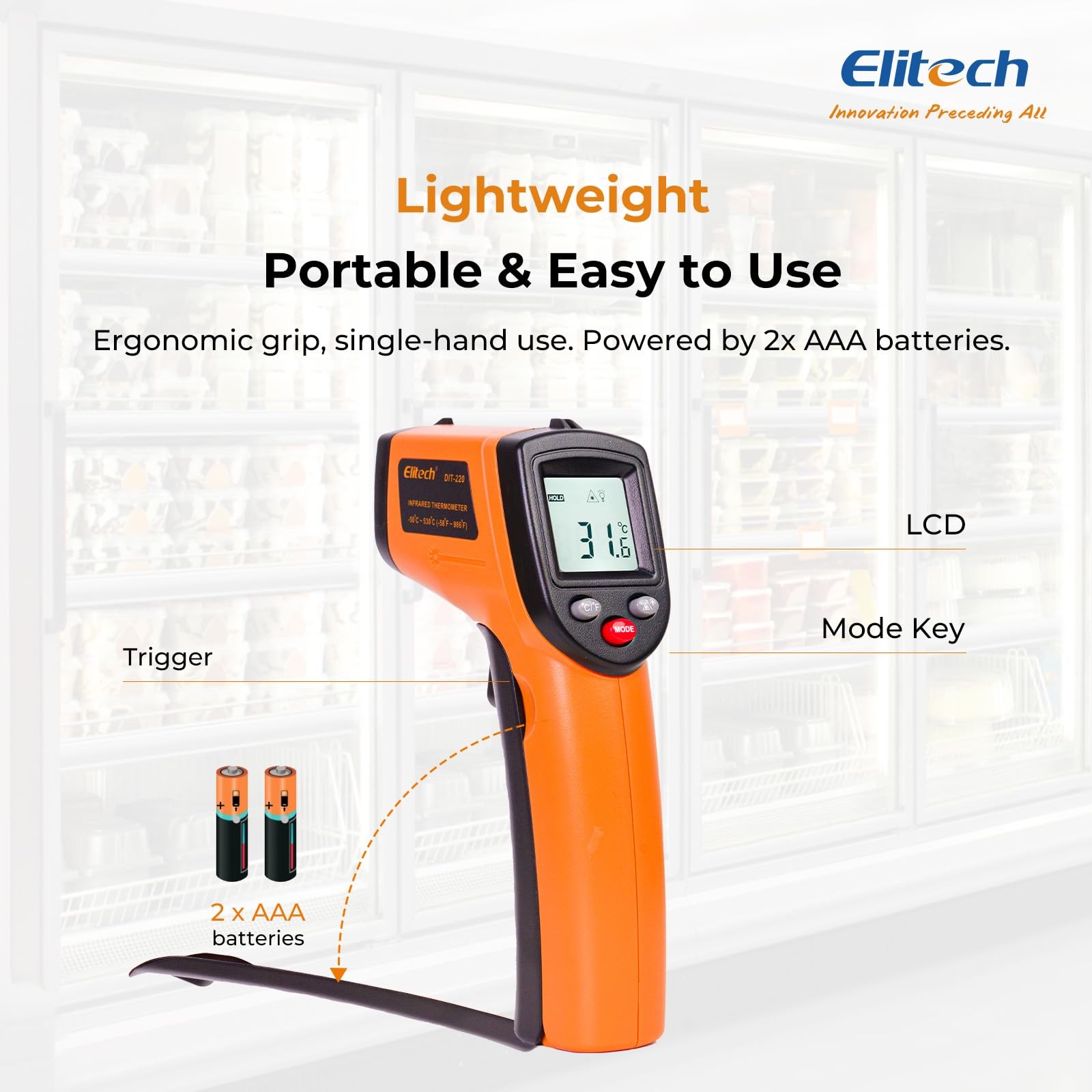 Infrared Thermometer Laser Temperature Gun Non Contact Digital 530C 986F HVAC