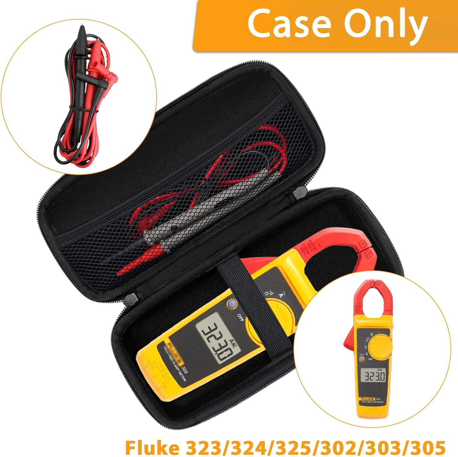 Hard Tool Carrying Case for Fluke 323/324/325/303/305 Clamp Multimeter FC True R