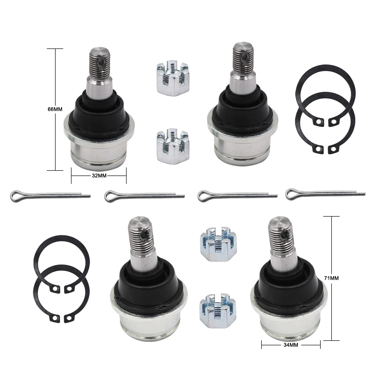 Ball Joint Kit Compatible with Rancher 350/420/400, Foreman 450/500, Rubicon …