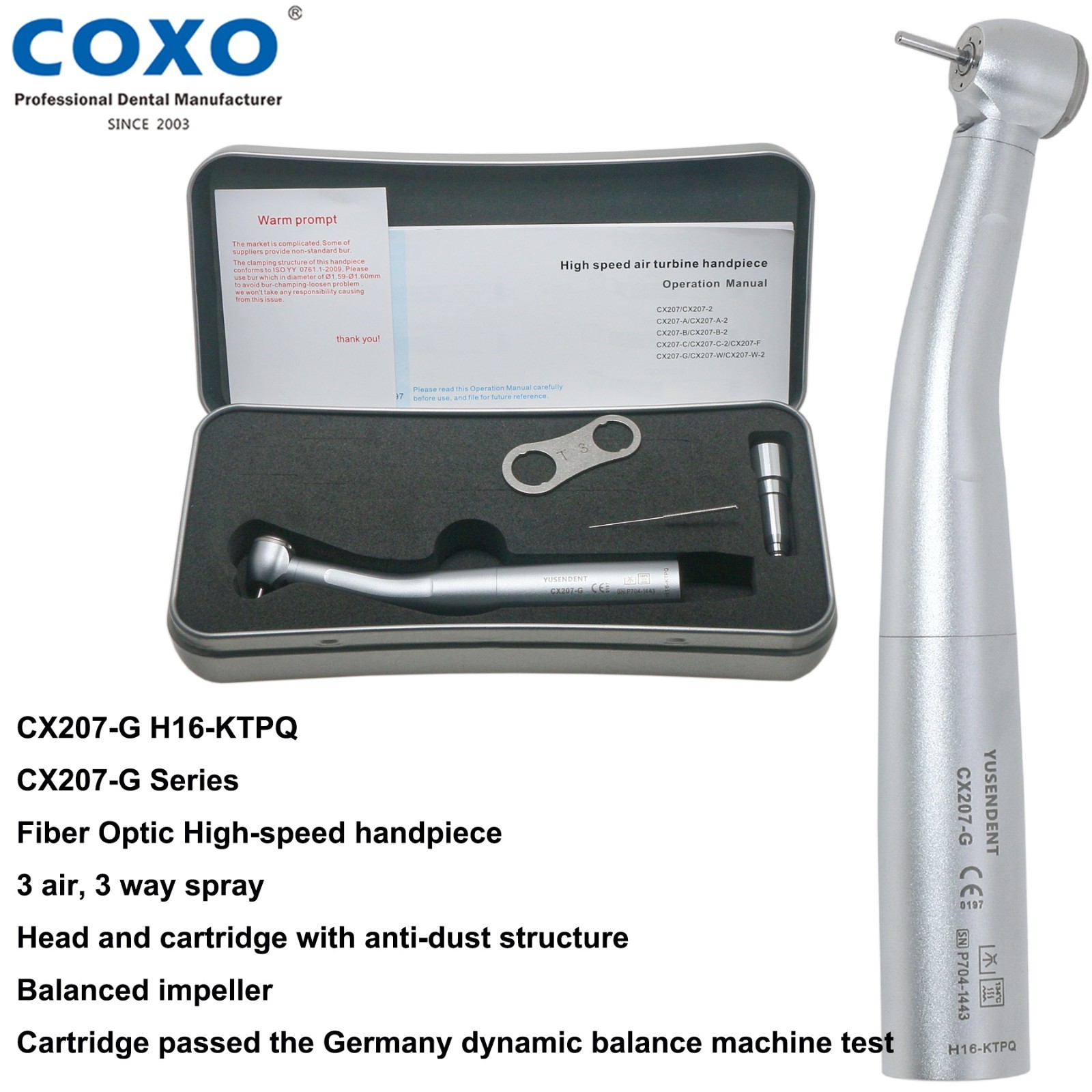 COXO Dental Fiber Optic High Speed Handpiece For KAVO MULTIflex Coupler 6 Holes