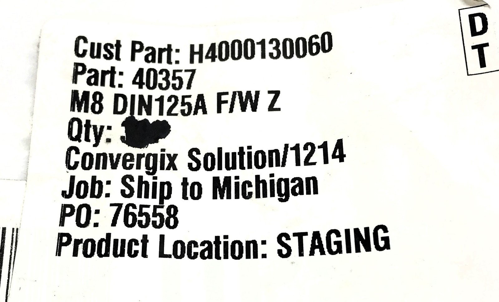 Fastenal Bag of (300) Nominal M8 x 16mm DIN125A Flat Washer 40357 NOS