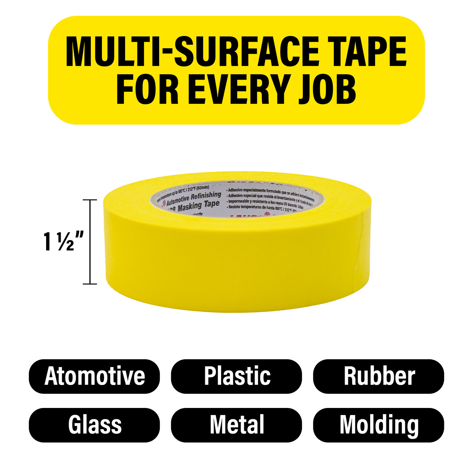 Automotive Masking Tape 1.4in, 24 Rolls Yellow Painters Tape for Car Painting