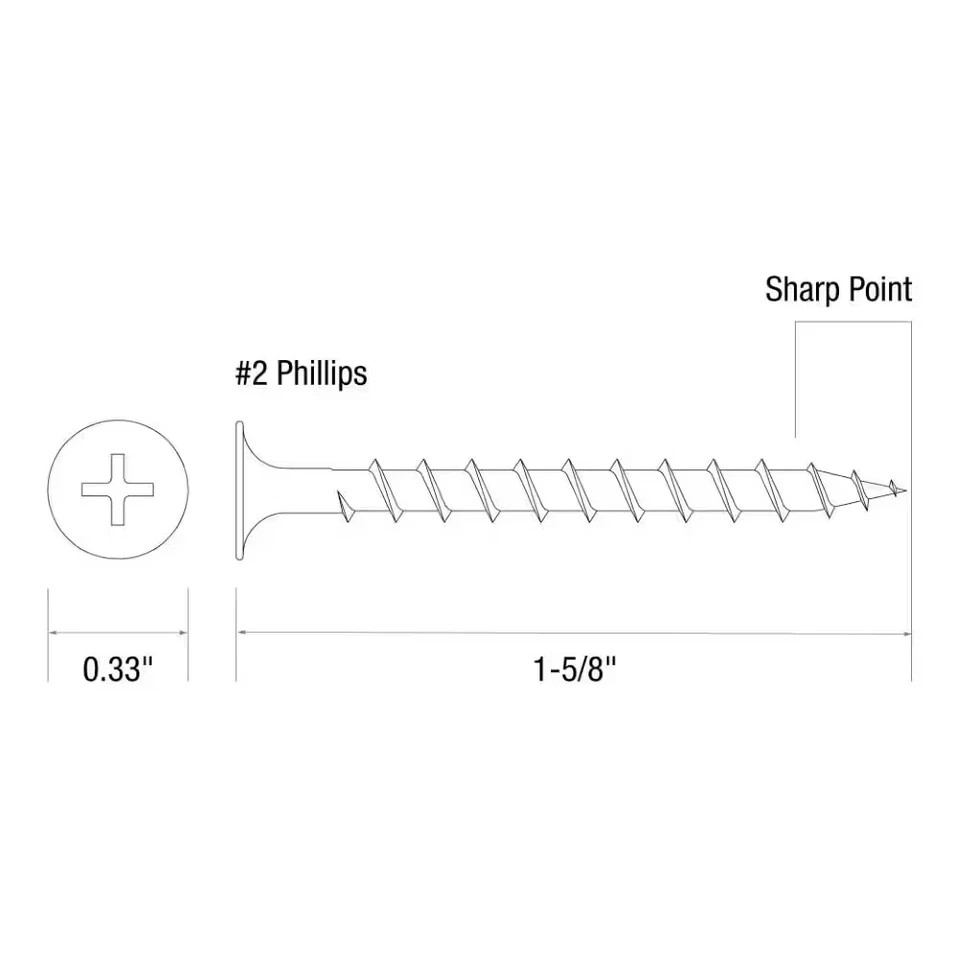 #6 X 1-5/8 In. #2 Phillips Bugle Head Coarse Thread Drywall Screw 1 Lb. Box