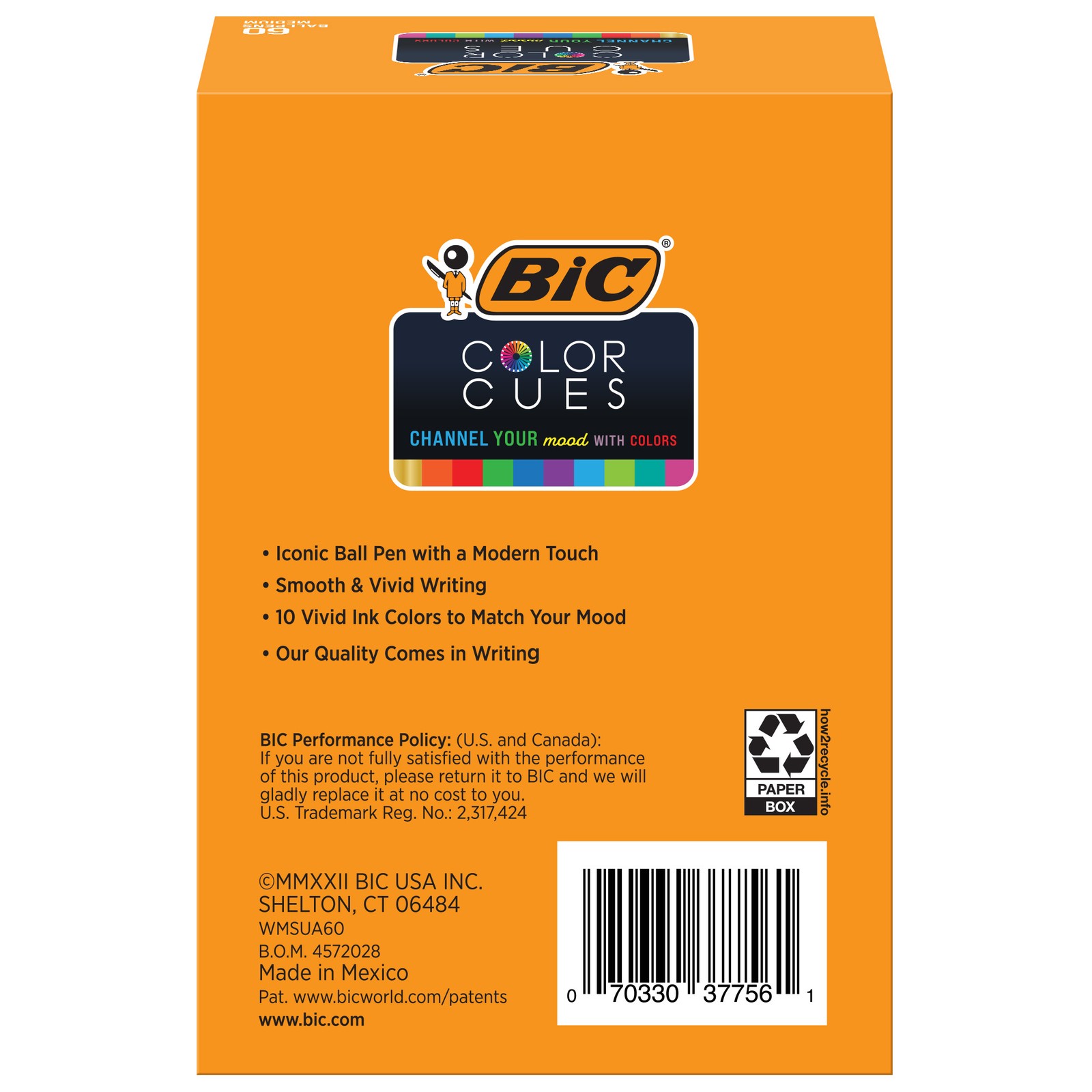 BIC Color Cue Ball Pens, Medium Point, Assorted Colors, 60-Count