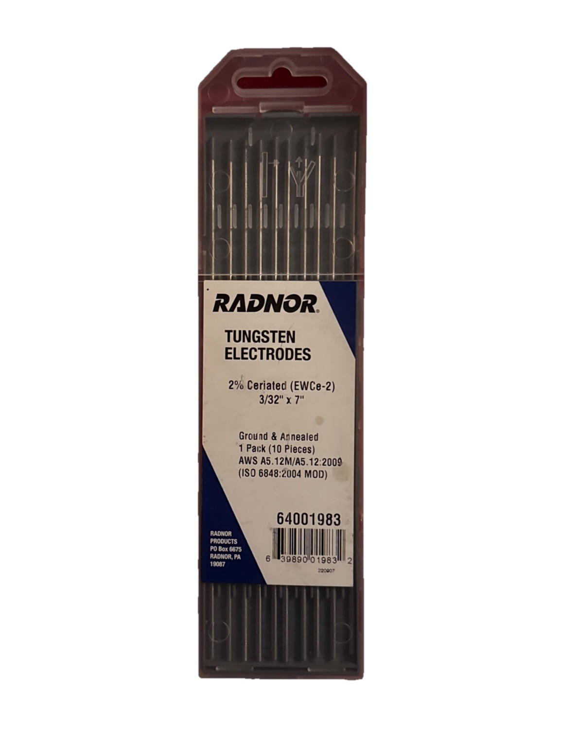 Radnor 64001907 , 3/32″ x 7″ Tungsten Electrodes , 2% Lanthanated (BLUE)(PK 10)
