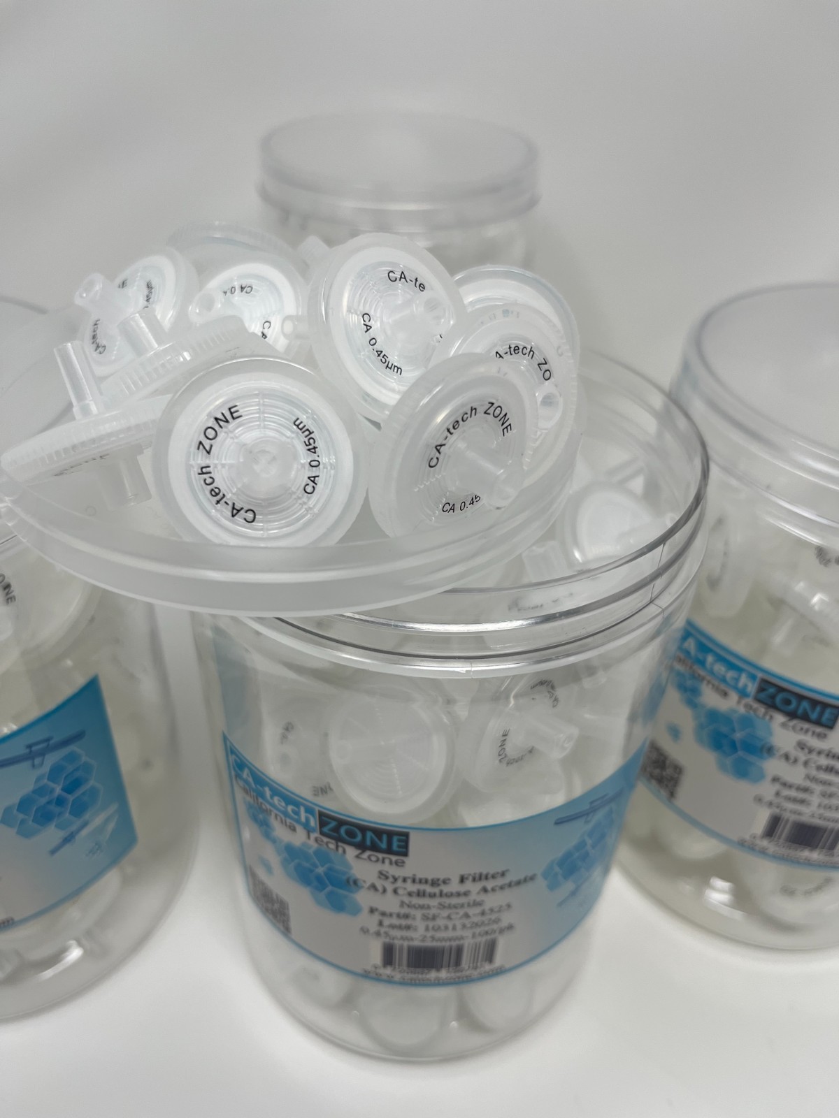 Syringe Filter (CA) Cellulose Acetate Nonsteril,0.45μm,25mm(100/pk) CA-tech ZONE