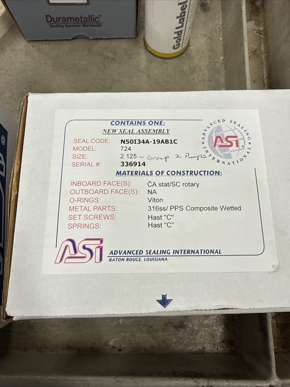 ASI new seal assembely model 724 Size 2.125