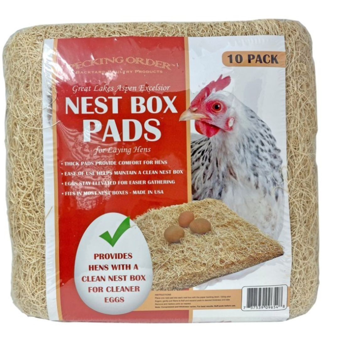 Pecking Order Chicken Nest Box Pads 10 Pack, Made with Great Lakes Aspen Excelsi