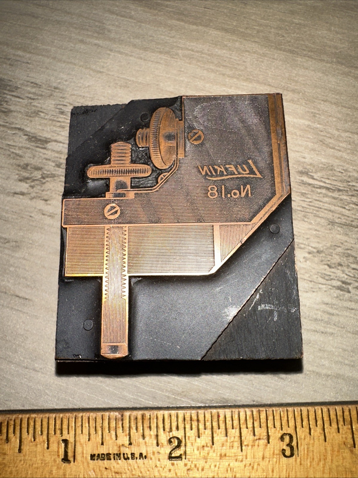 Printing Letterpress Print Block ( Lufkin No.18 ) Nice Image! Old Tool