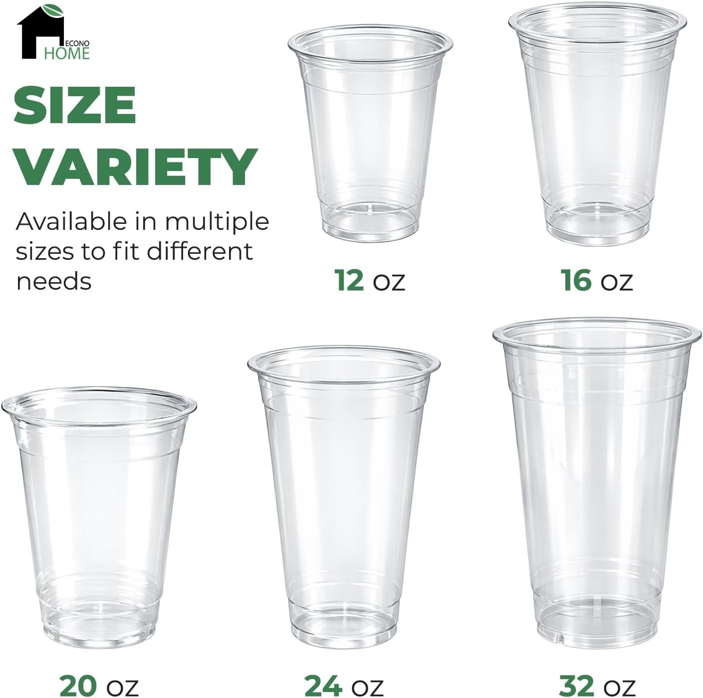 EconoHome Clear PET Plastic Cups – 20oz (Pack of 1000) – Crystal Clear