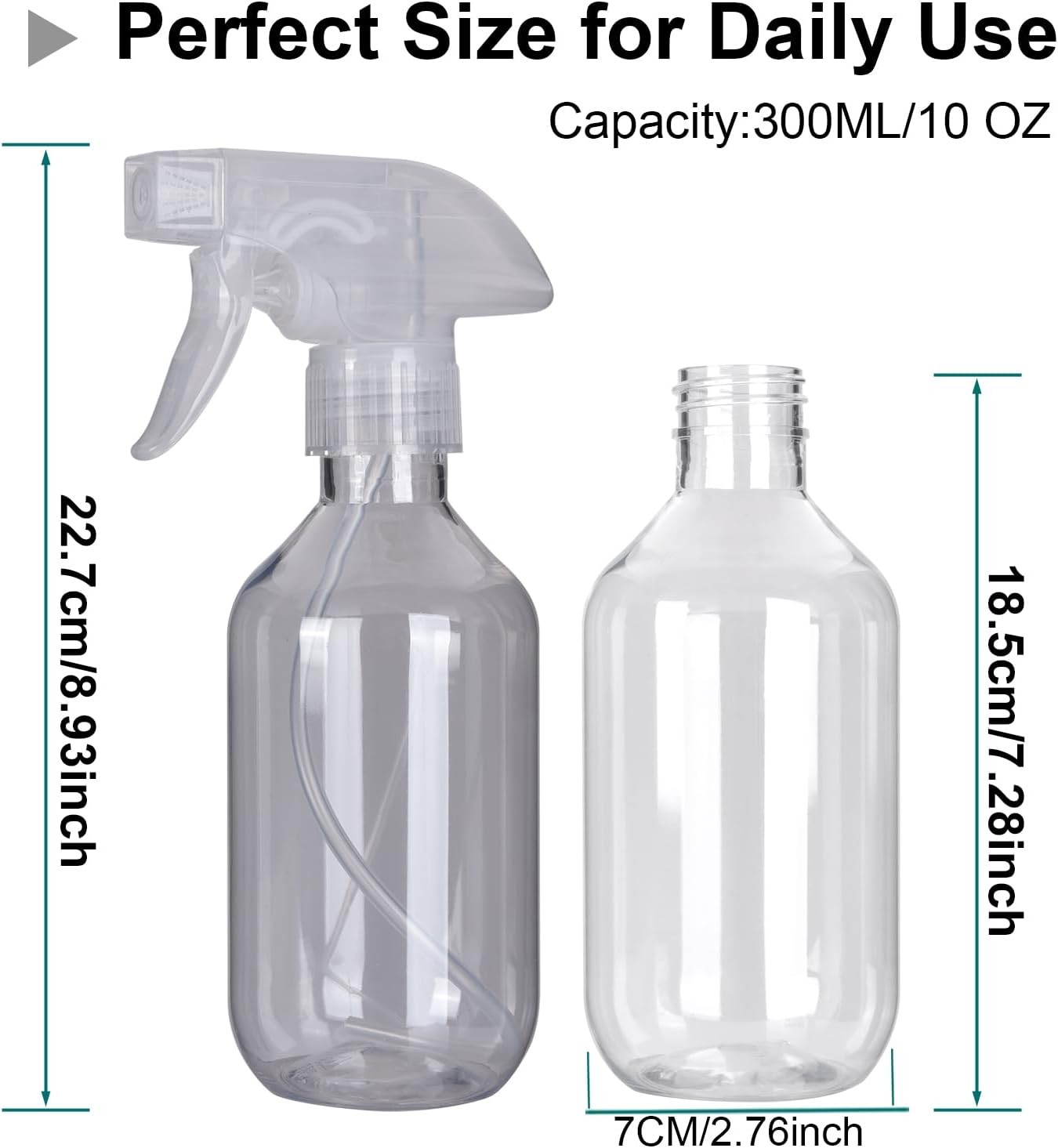 Plastic Spray Bottles – 10.5OZ/300ML Empty Spray Bottles for Cleaning Solutions,