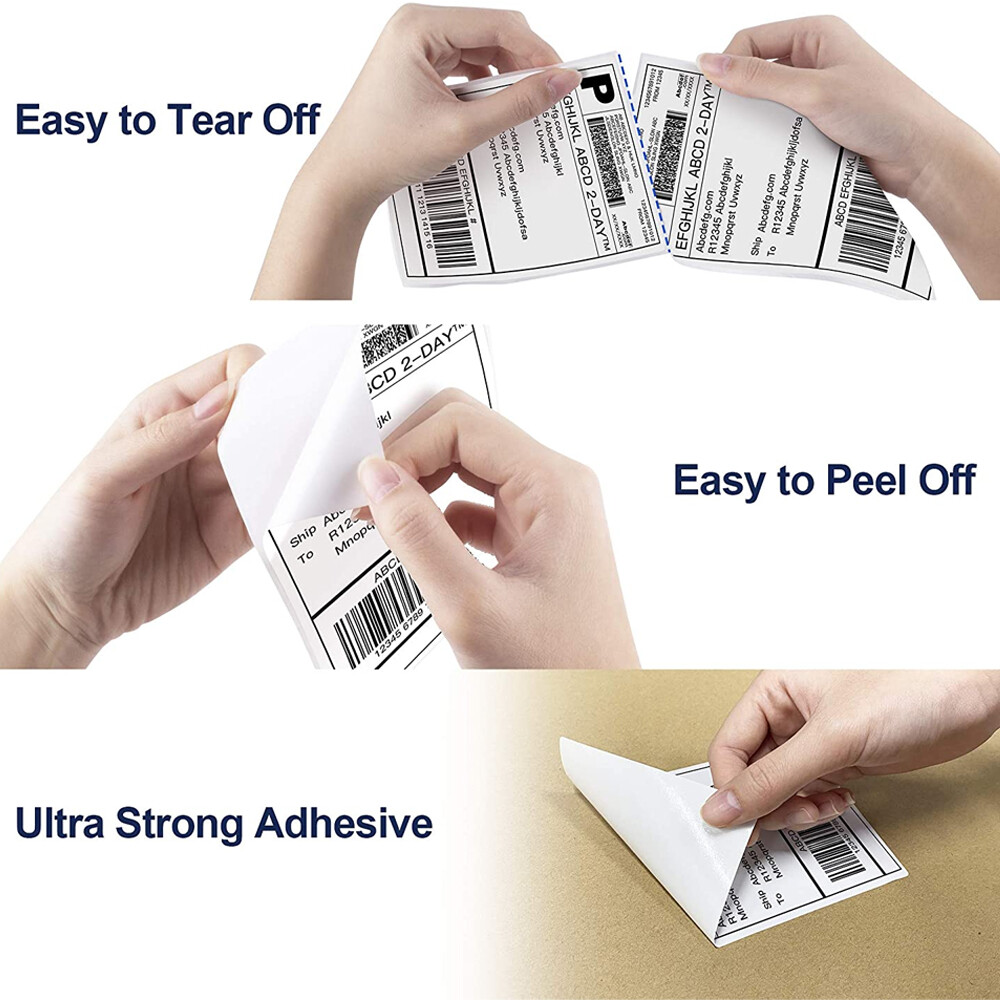 1000 4″x6″ Fanfold Direct Thermal Shipping Labels for Zebra and Rollo Printers