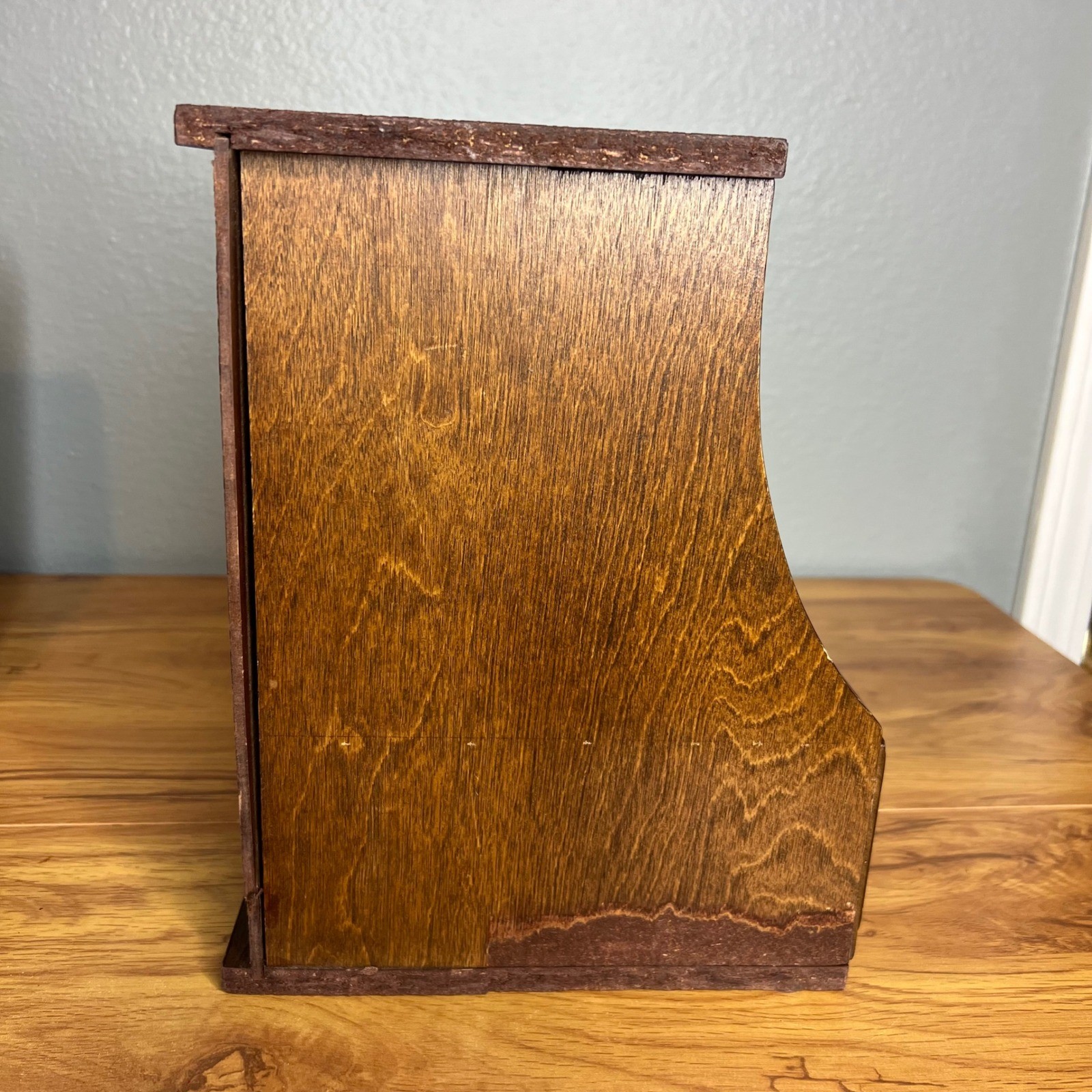Vintage 2 Drawer Desktop Organizer w/ File Drawers Wooden Library Rustic 10.25″