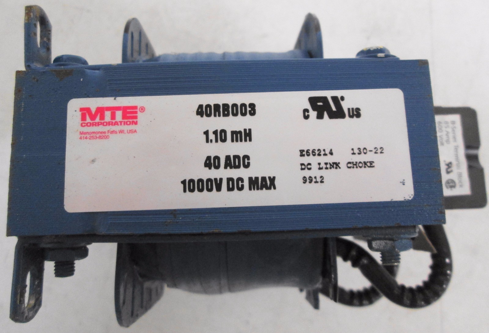 MTE 40RB003 DC Link Choke 1.10mH 40ADC 100VDC