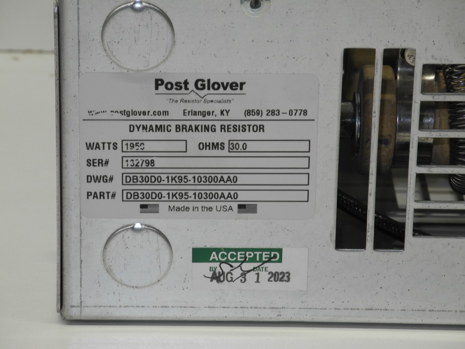 New Post Glover DB30D0-1K95-10300AA0 Dynamic Braking Resistor for Allen Bradley