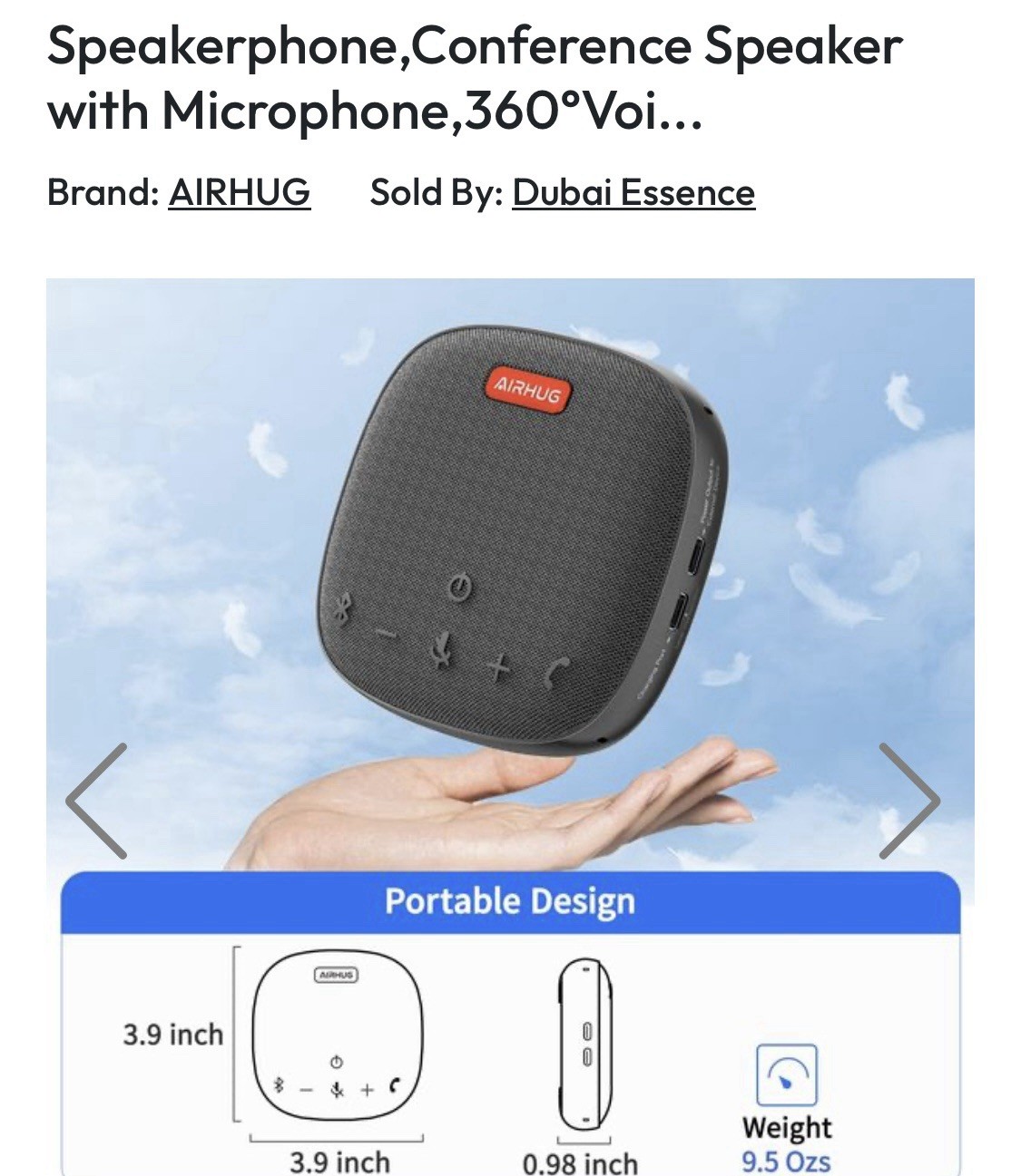 AIRHUG Portable Conference Speaker and Microphone, Bluetooth Speakerphone -l