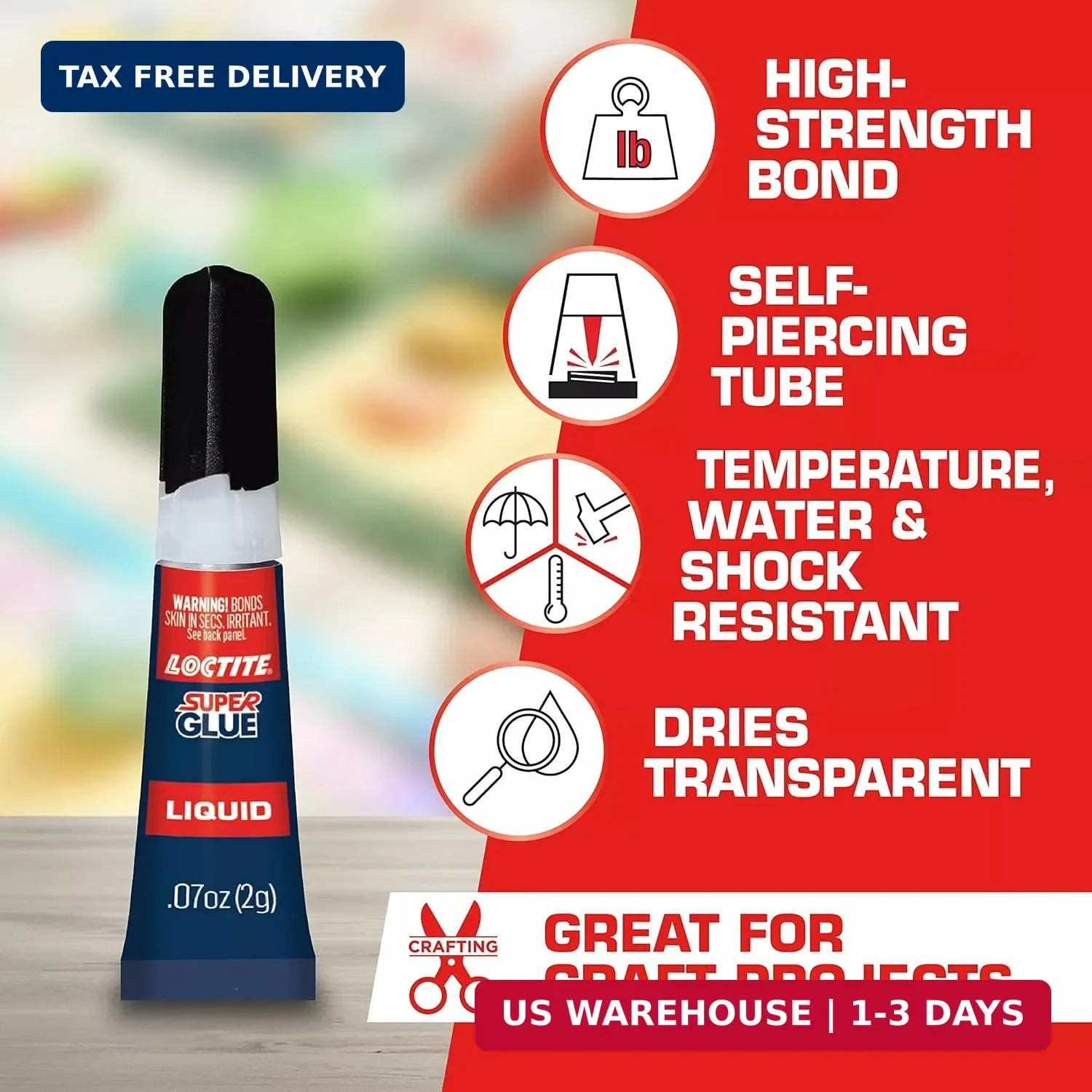 Loctite Super Glue Liquid, Clear, 0.07 fl oz Tube, 2 Pack -Superglue for Plastic