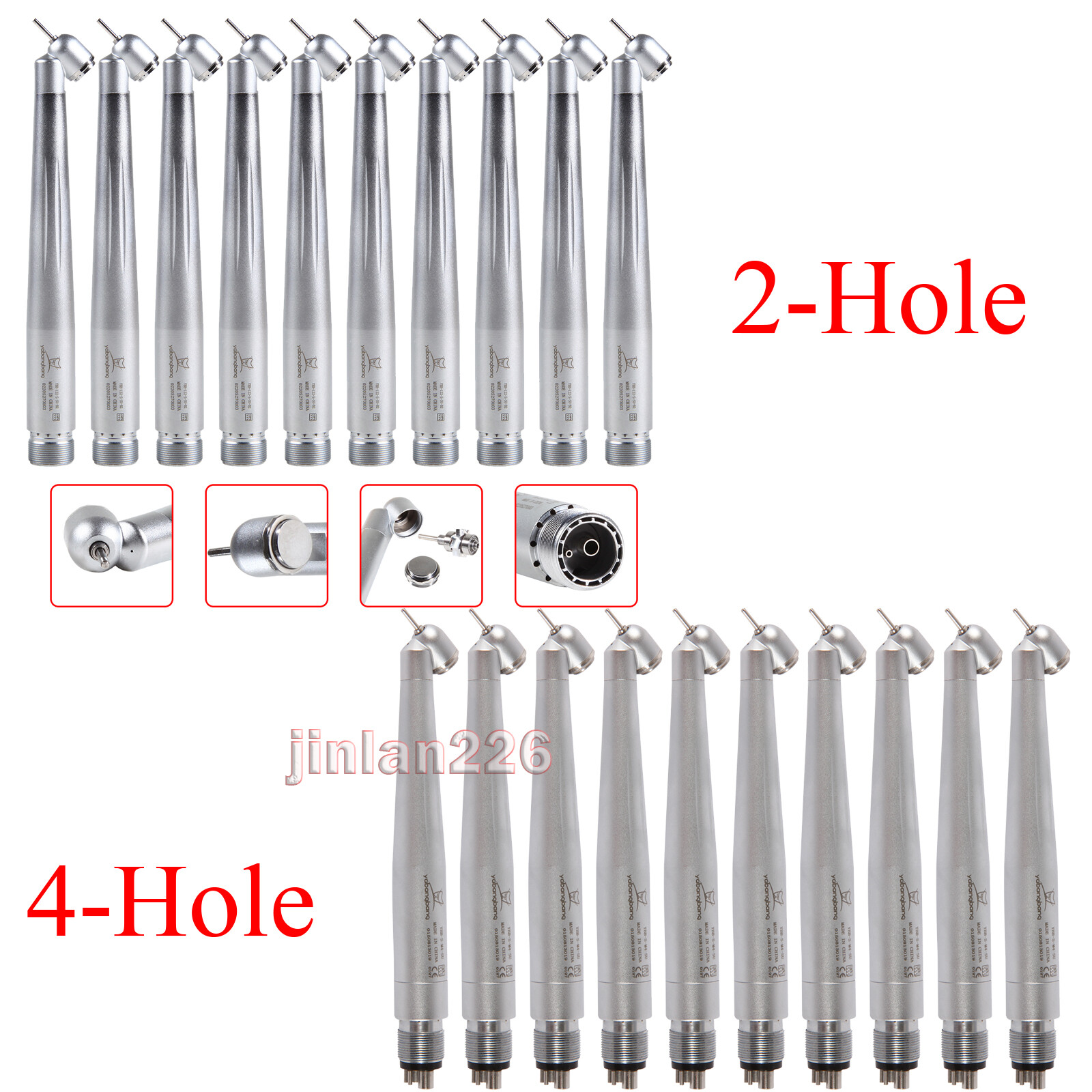 Dental 45 Degree High Speed Handpiece Push Turbine 2/4 Hole