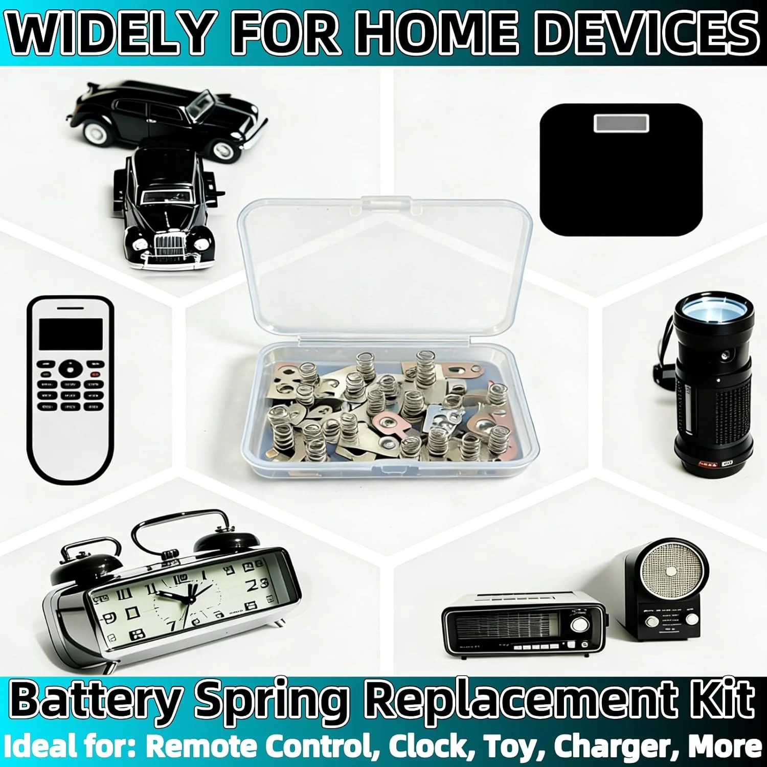 12 Pairs AA Battery Spring Replacement Kit, Nickel Plated Contact Plates & Conve