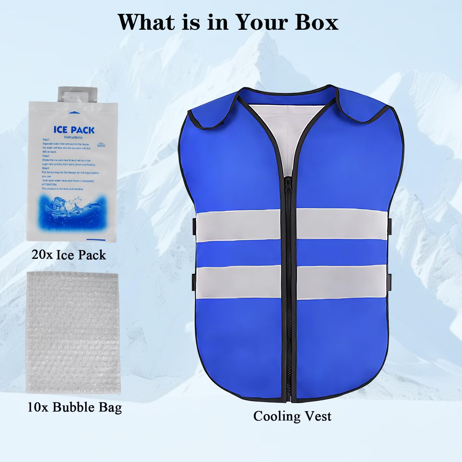 Cooling Vest for Men & Women Adjustable Ice Vest with 20 PCS Gel Ice Packs
