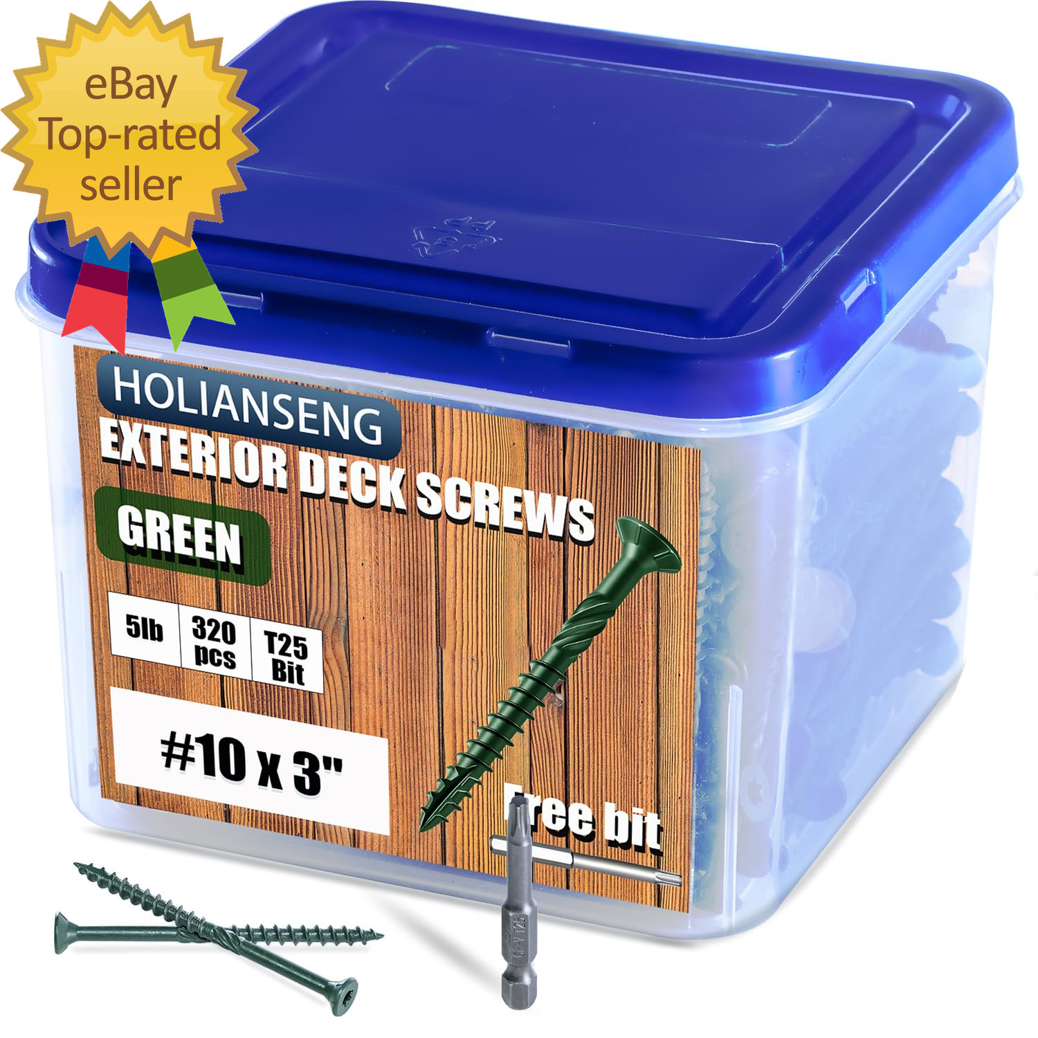Deck Screws 3 Inch 5Lb Rust Resistant, Green Epoxy Coated Outdoor Screw Torx