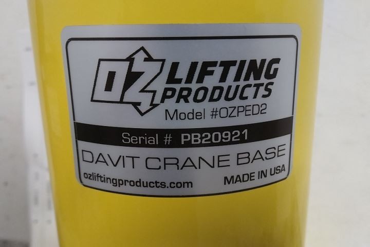 Oz Lifting Products OZPED2 3.05 In Mast Diameter 1000 Lb Cap Steel Mounting Base