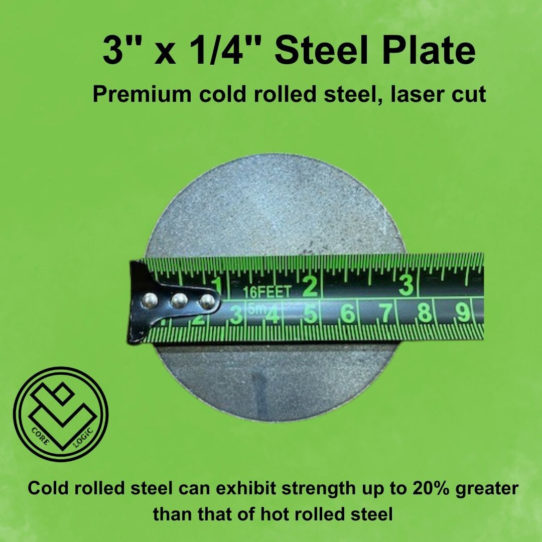 (4) -1/4″ Round Steel Plates, 3″ diameter, Cold Rolled Steel, Disk, Circle