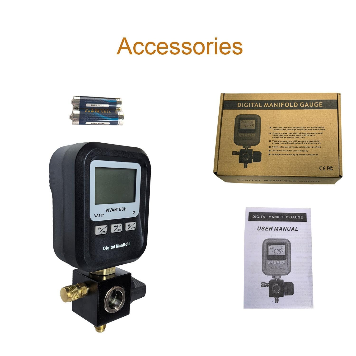 High-Accuracy Digital HVAC Gauge with Backlit LCD & 24 Refrigerants Database