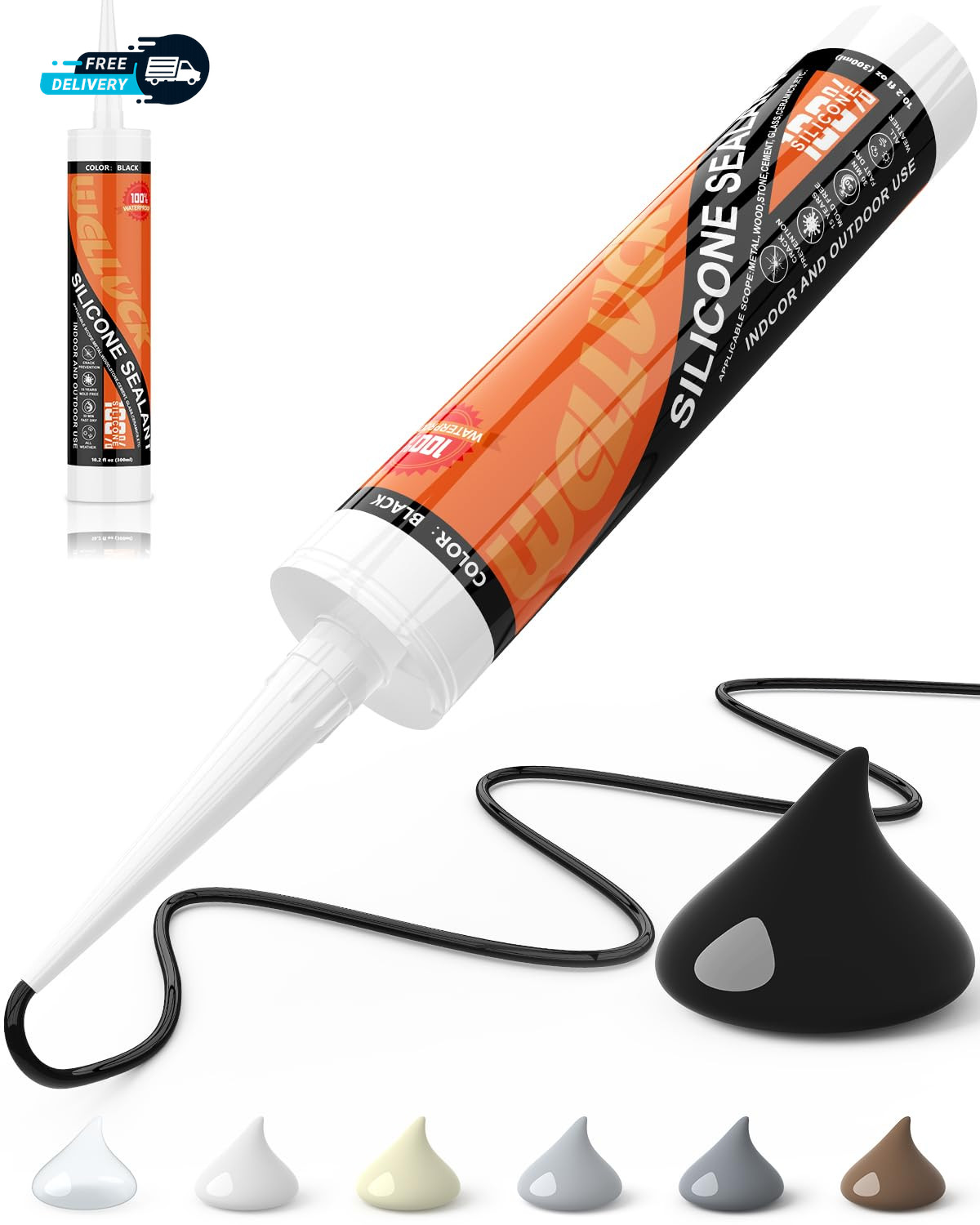Black Silicone Caulk 100% Waterproof Silicone Sealant Adhesive Caulking