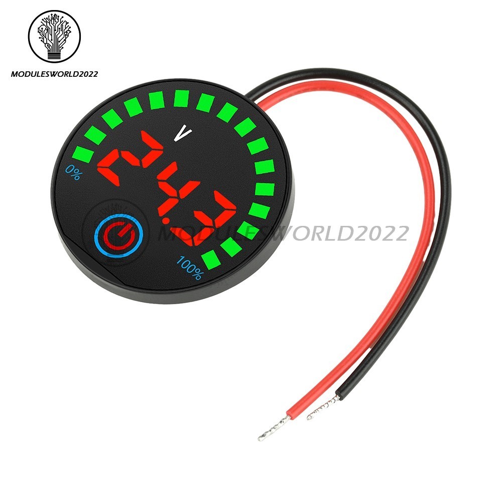 DC7-55V Acid/Li-ion LED Indicator Volt & Battery Level Display Power-Off Memory