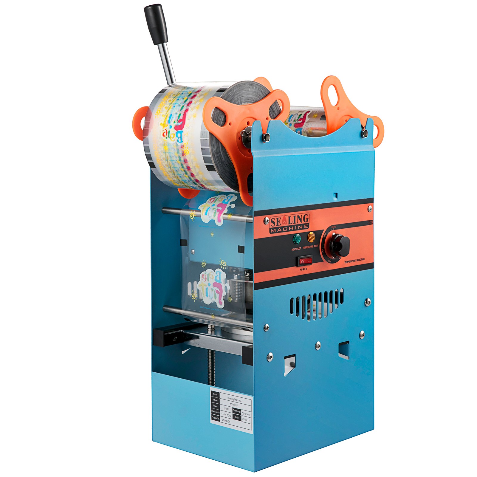 VEVOR Manual Bubble Tea Cup Sealer Machine 300-500 Cup/h Sealing Machine Blue