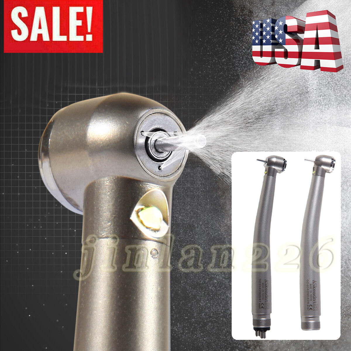 Askeadnt Dental E-generator LED High Speed Handpiece Push Button 2、4 Holes