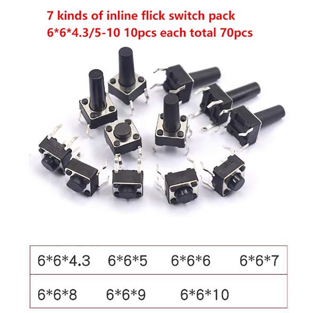 6×6×5mm Micro Tact Switch SMD Copper Tactile Push Button Circuit Board 4Pin
