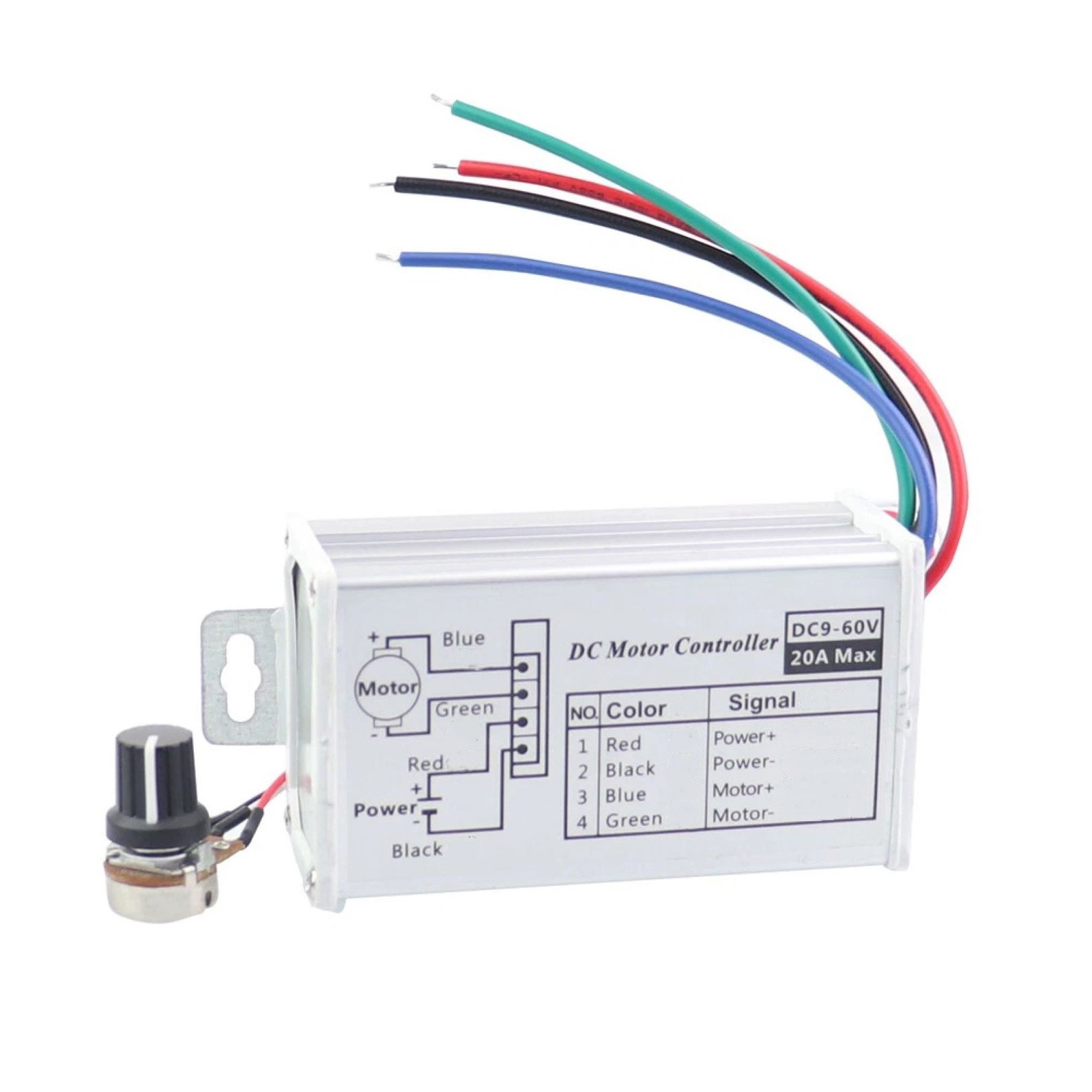 25kHz PWM DC Motor Speed Controller With 5% to 100% speed regulation range