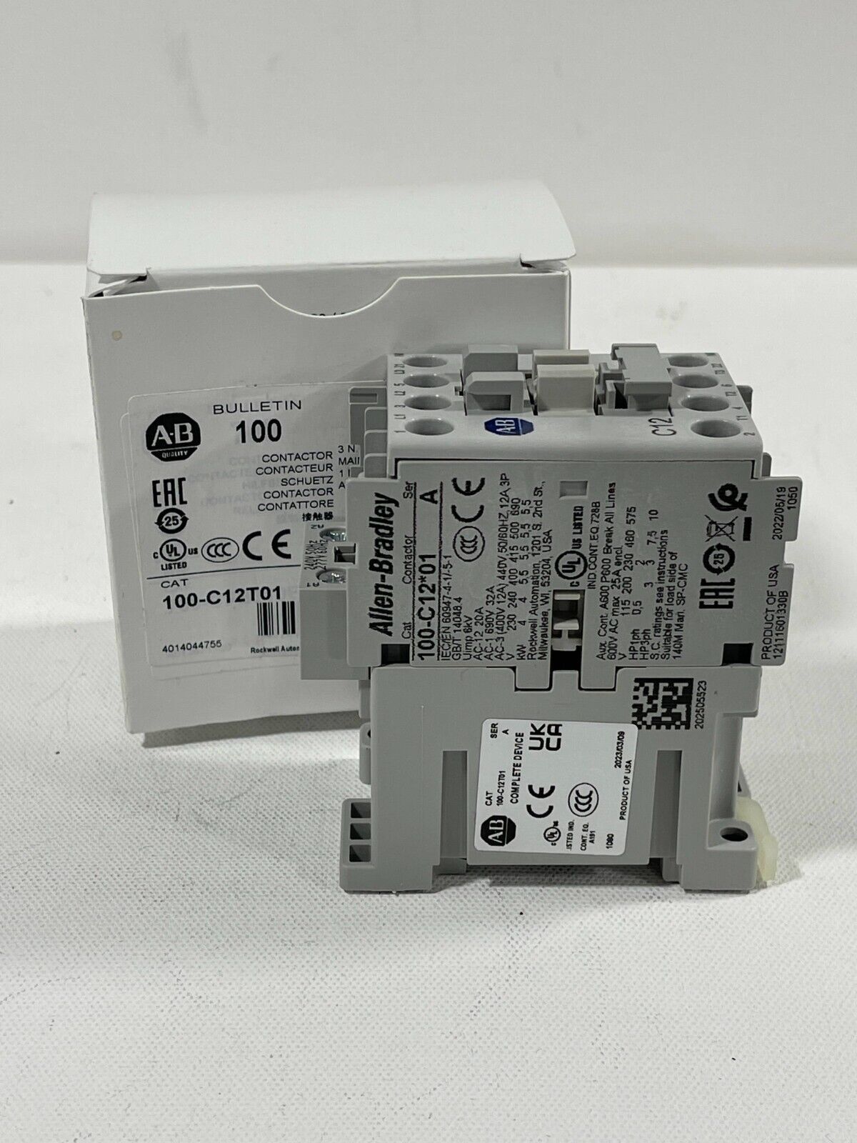 New! Allen Bradley 100-C12T01 Contactor 3 NO Main Pole 240/277VAC Coil