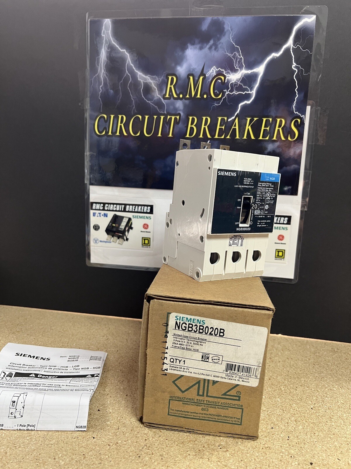 NEW NGB3B020B Siemens 3 Pole 20 Amp 480V 25KA Circuit Breaker
