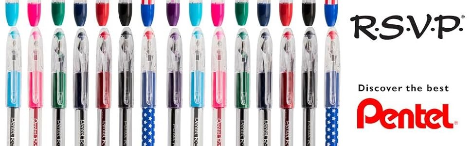 RSVP Ballpoint Pen, Fine Line, (0.7mm), Blue Ink (BK90BP5C) (Pack of 1, 5 Count