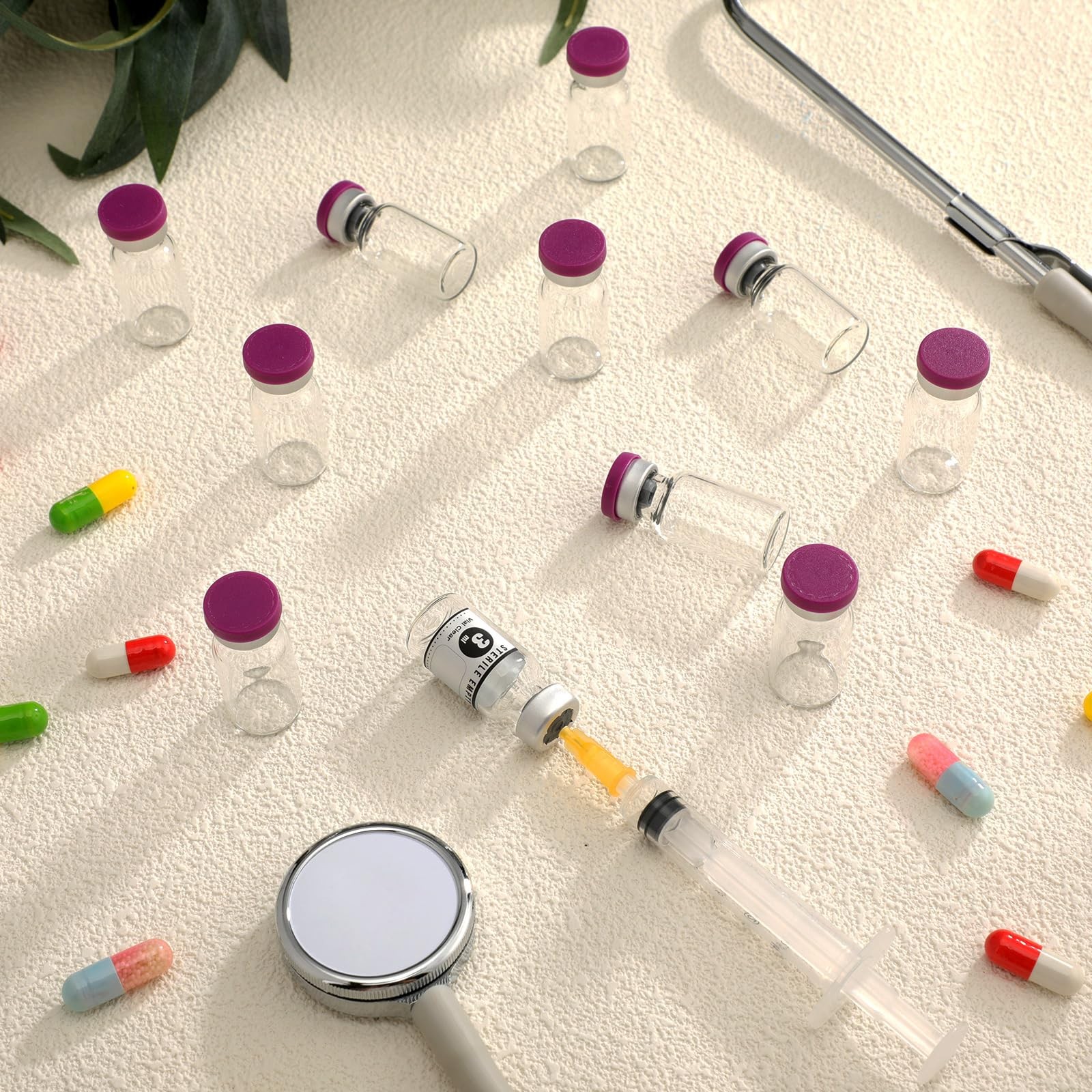 20 Pcs 3ml Sealed Sterile Empty Vials with Self Healing Injection Port Glass Pe