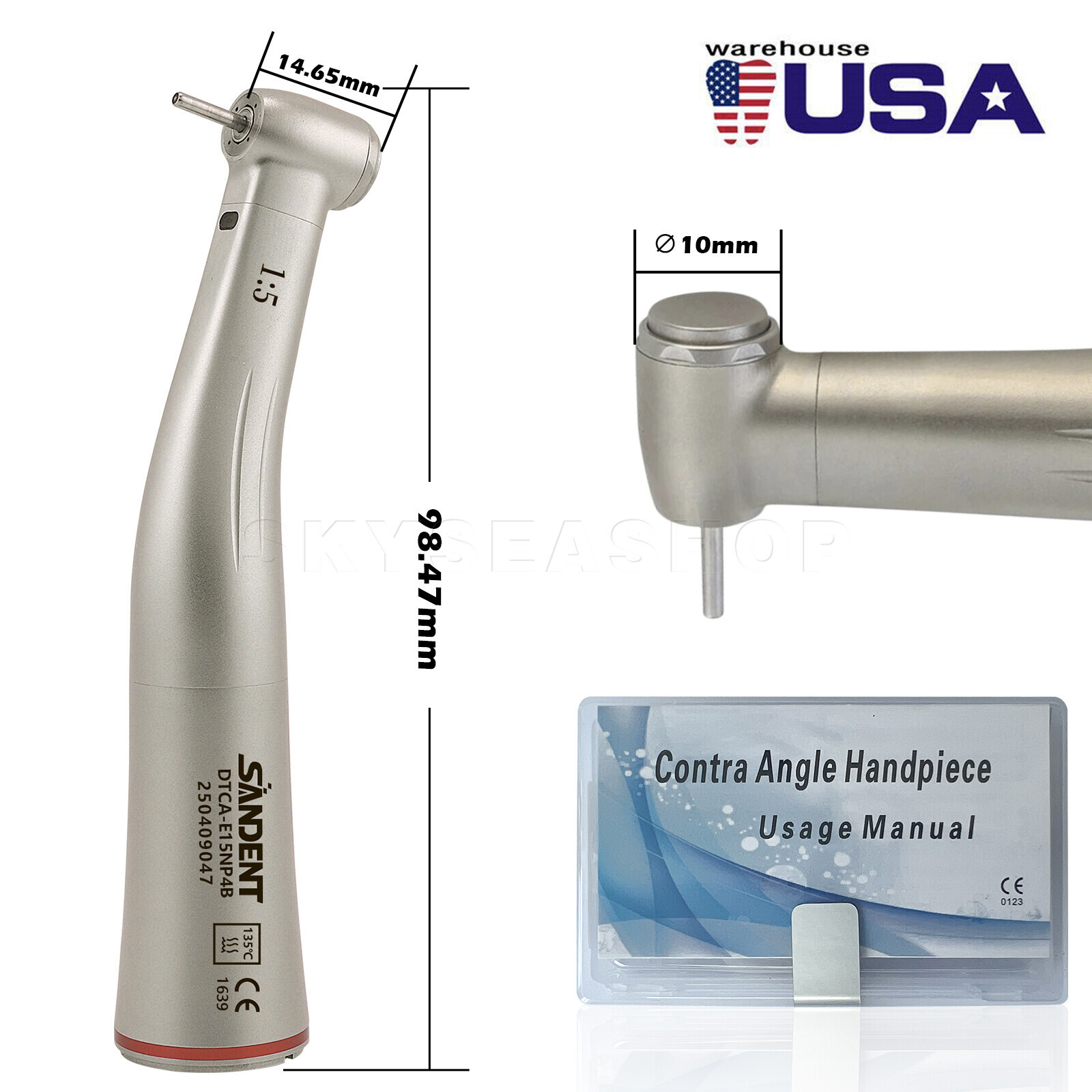1X Premium Plus Dental Hygiene Prophy Handpiece Air Motor 4 Holes 4:1 Nose Cone
