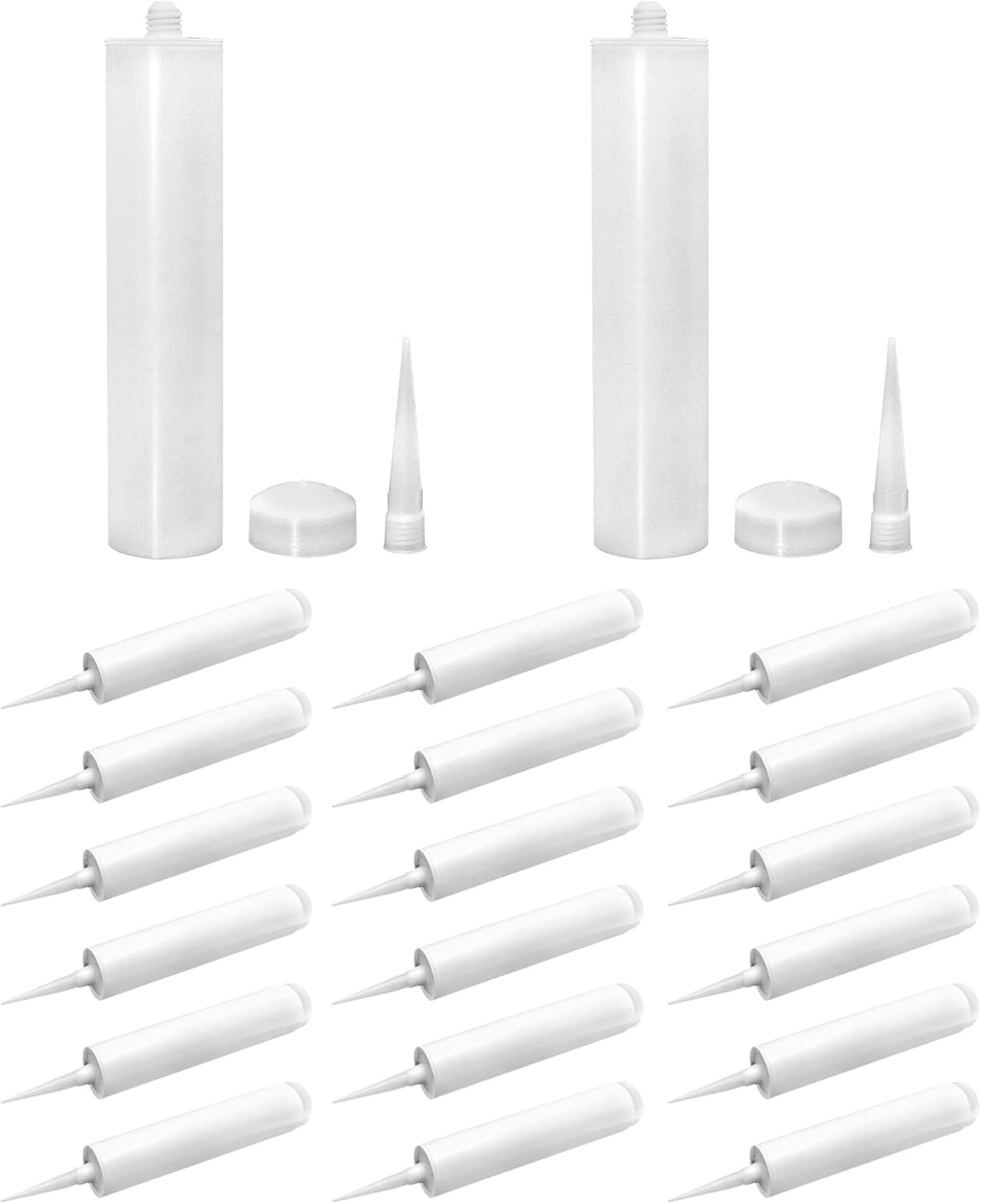20 Pack 10oz Empty Caulk Tubes Reusable Plastic Cartridges for Standard Guns DIY