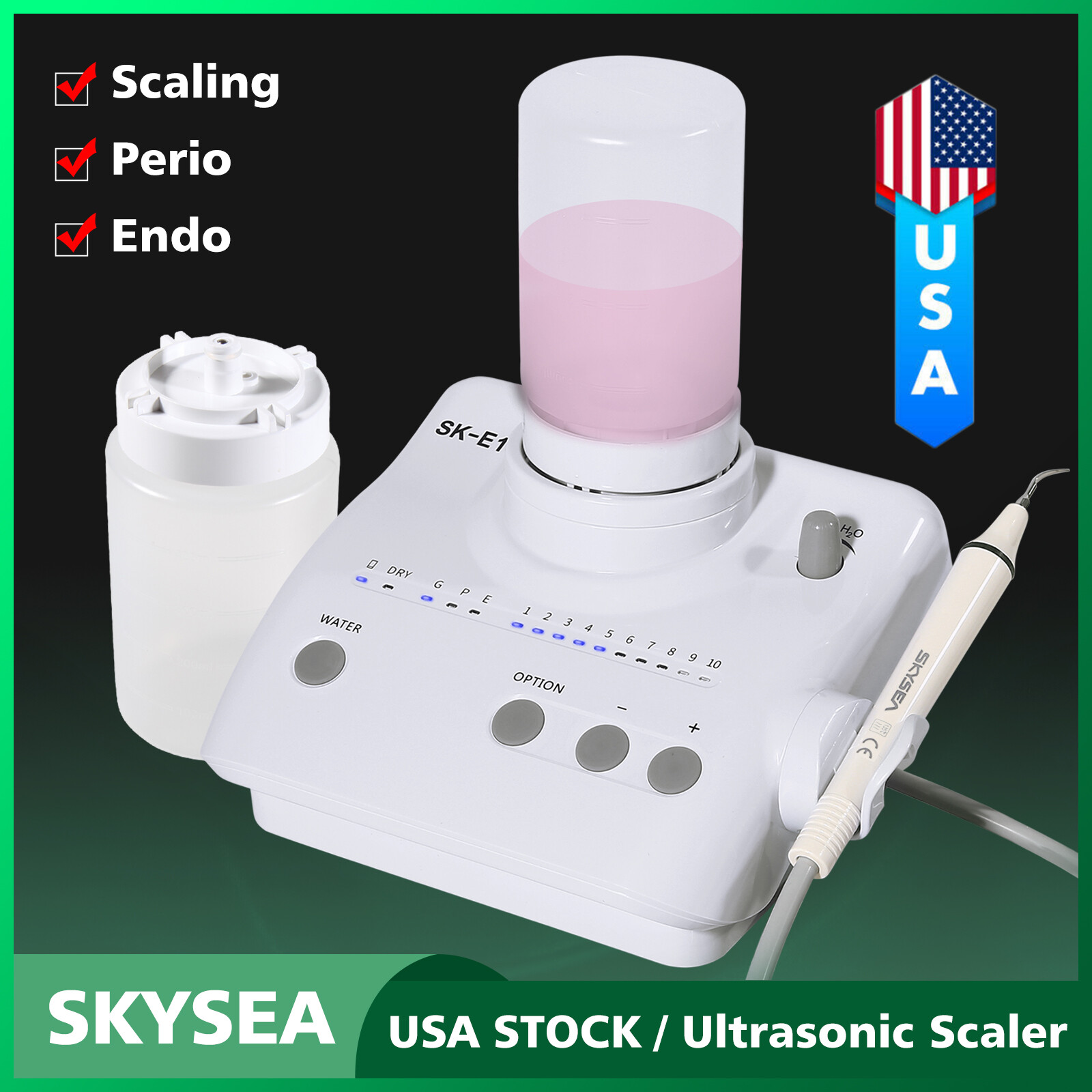 Portable Dental Ultrasonic Scaler W/ 2*Reservoir Handpiece For Cavitron EMS US