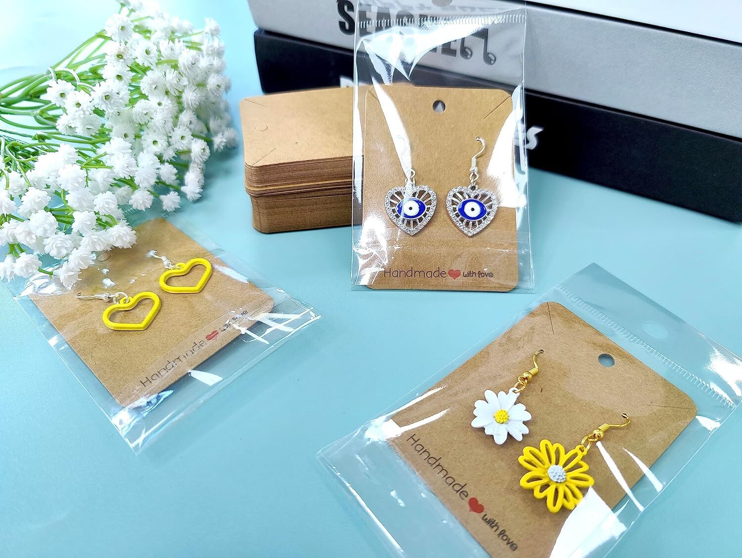 MAIBAOTA Earring Cards, 100 Pcs 1 Count (Pack of 100), 02 Brown/100 pcs